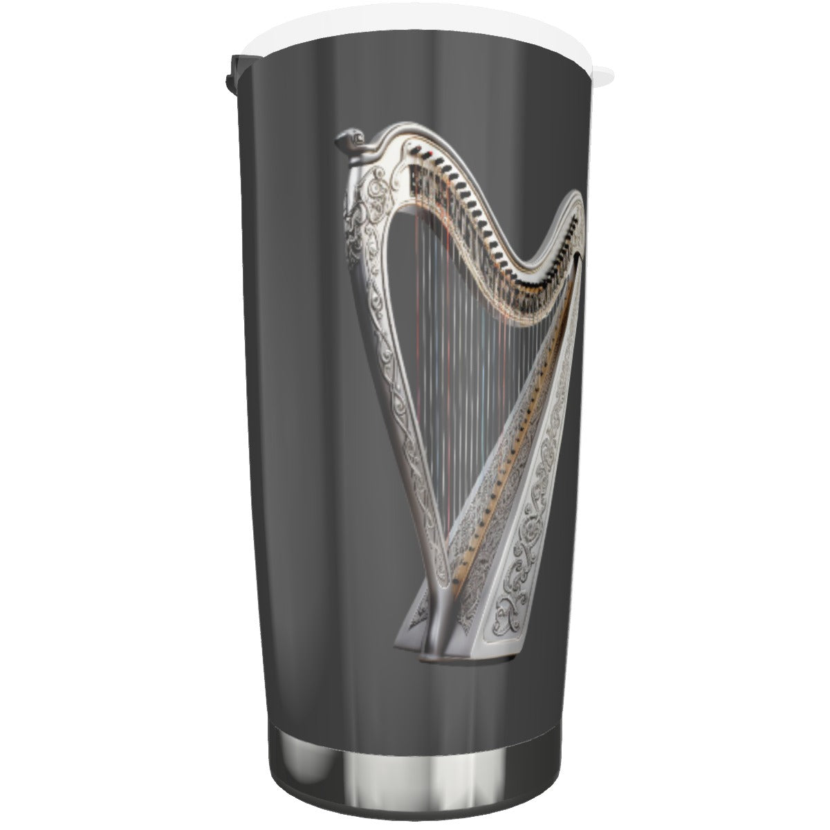 Harp Travel Mug Tumbler 20oz Charcoal Black with White Harp