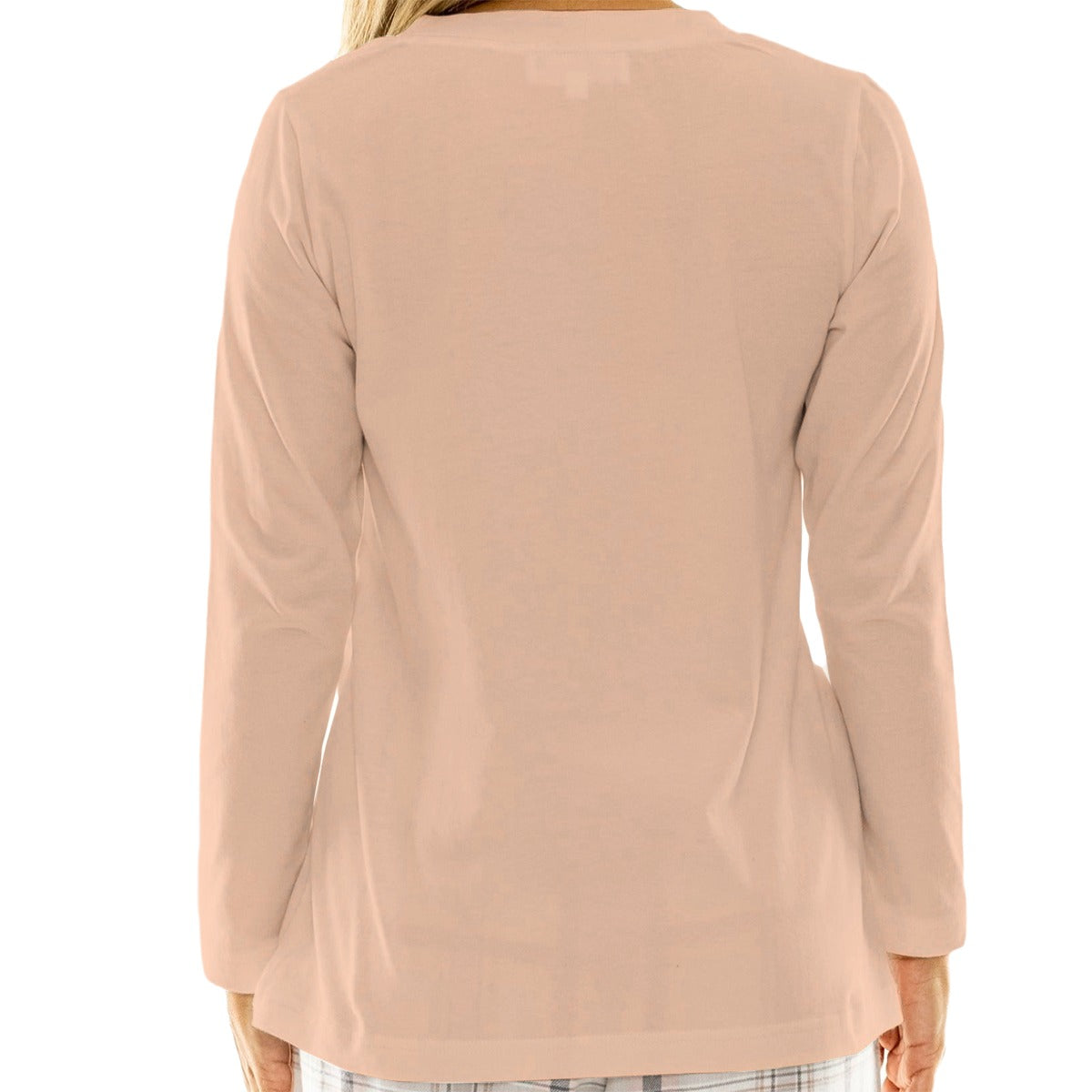 Peach Sherbet Women Harpist Gentle Fitting V-Neck T-Shirt With Long Sleeve