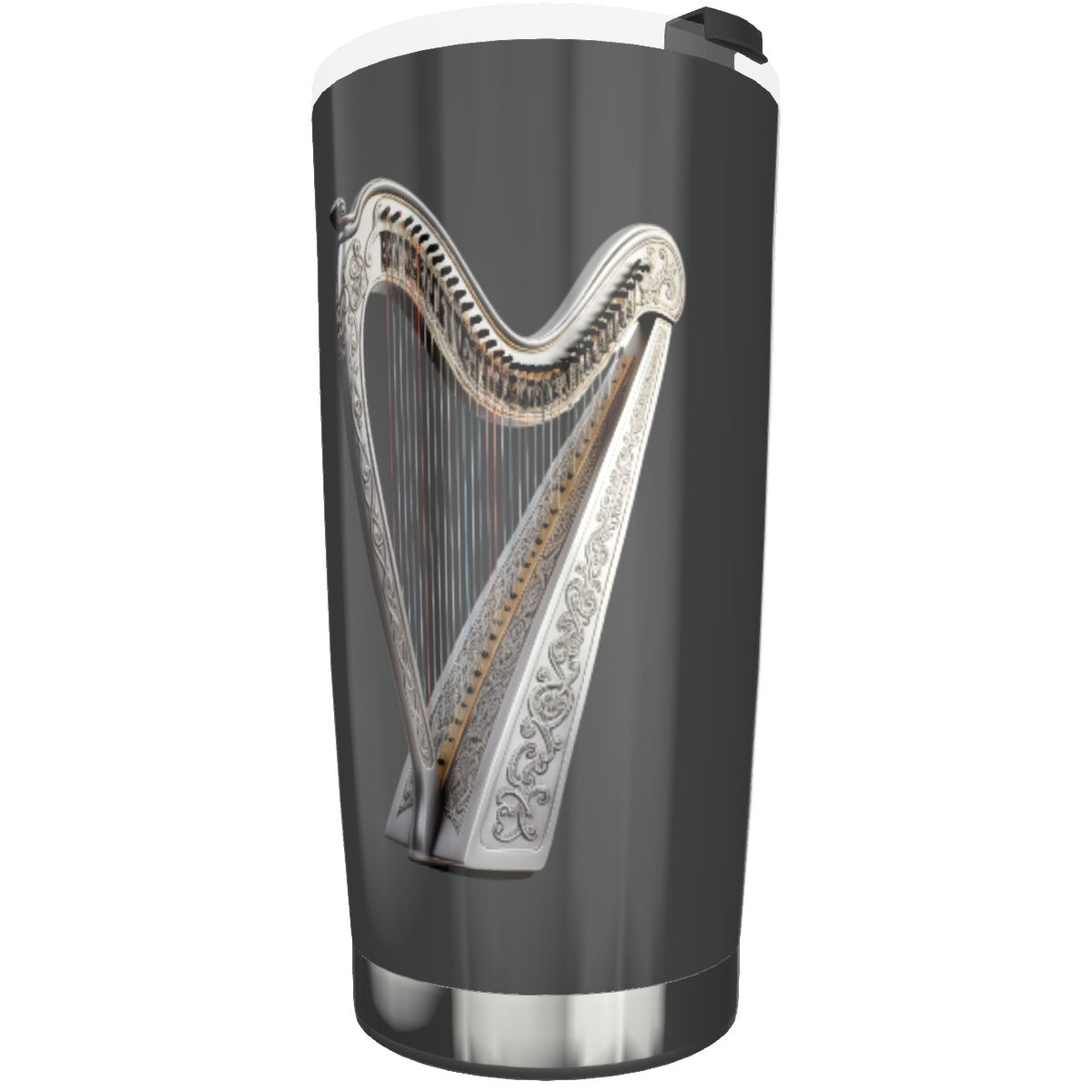 Harp Travel Mug Tumbler 20oz Charcoal Black with White Harp