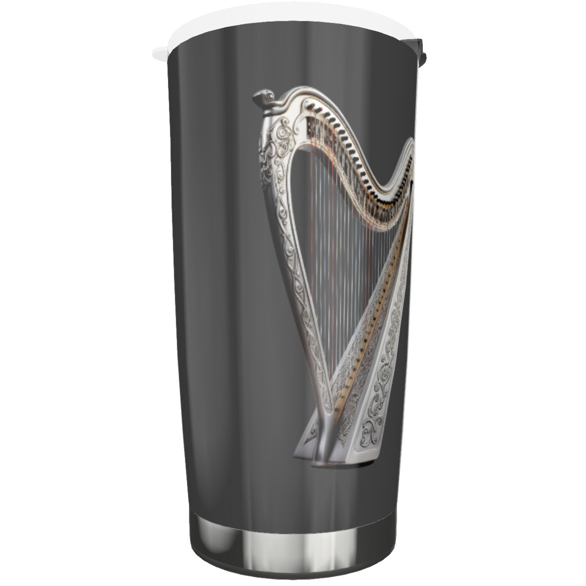 Harp Travel Mug Tumbler 20oz Charcoal Black with White Harp