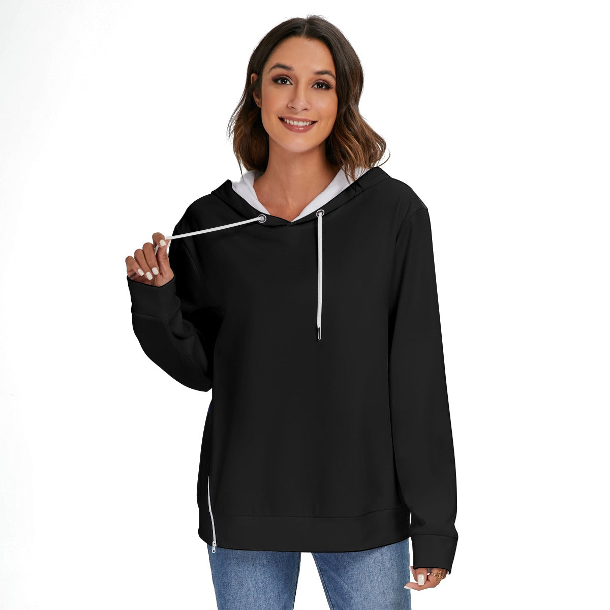 Edgy Leopard design Cosmic Harp Women's Fleece Zip-on-the-Side Hoodie