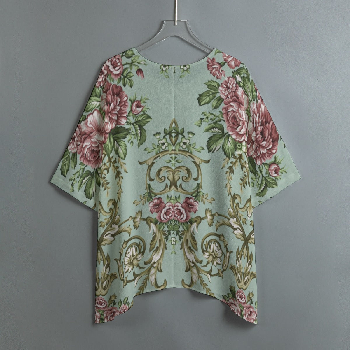 Shabby chic Harp & Cabbage Roses Women's Oversize look Tunic