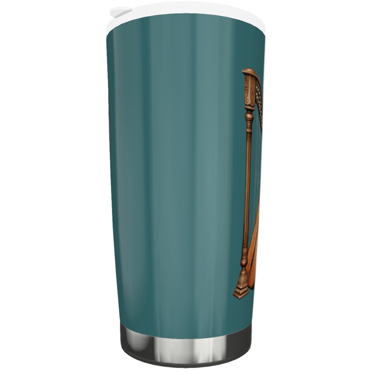 Harp Tumbler 20oz Forest Green Music gift, Harp gift, Musician Gift, Music Lover
