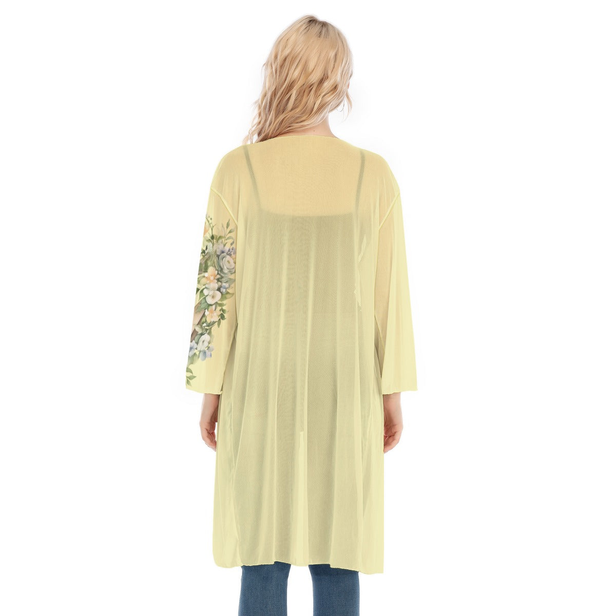 Lemon Garden Harp Women's V-neck Mesh Kimono