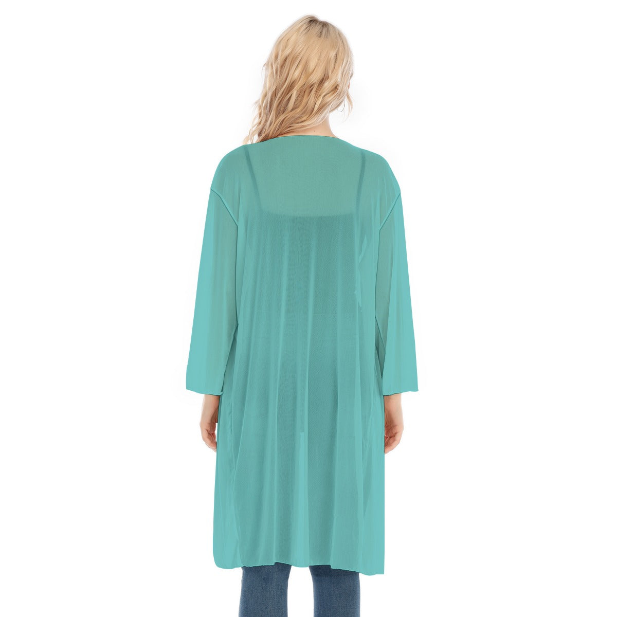 Turquoise & Floral Harp Women's Chiffon Kimono