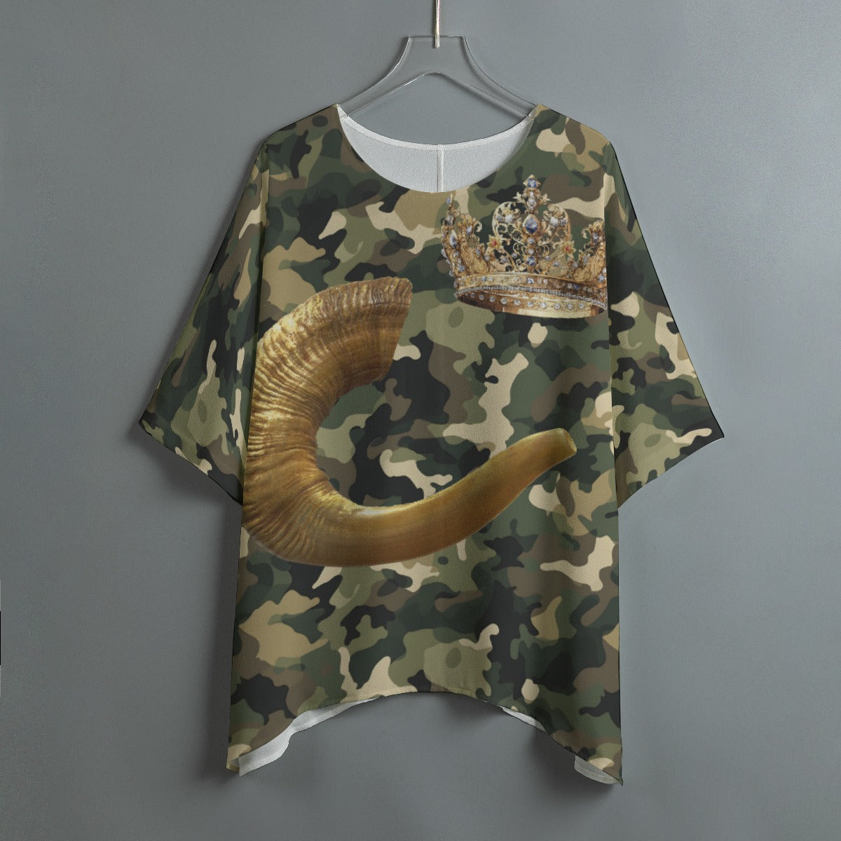 Camo Warrior Golden Shofar & Crown Women's Tunic