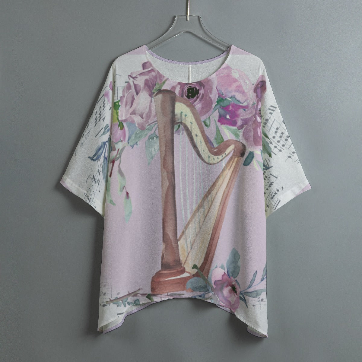 Lilac Harp Tunic Top, harp gift, music gift, women's top, women's gift