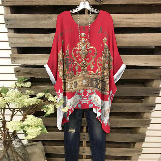 Royal Red Crown & Praise Women's Bat Sleeve Tunic