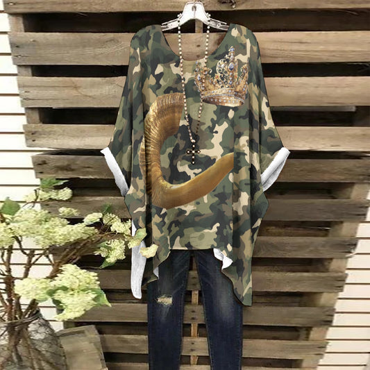 Camo Warrior Golden Shofar & Crown Women's Tunic