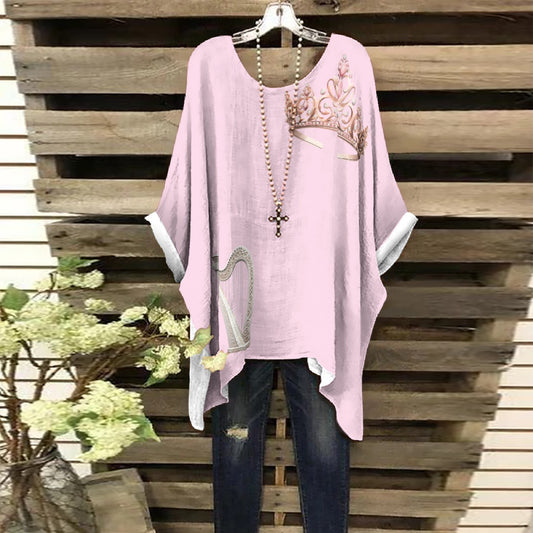 Pink and White Harp & Crown Women's Tunic