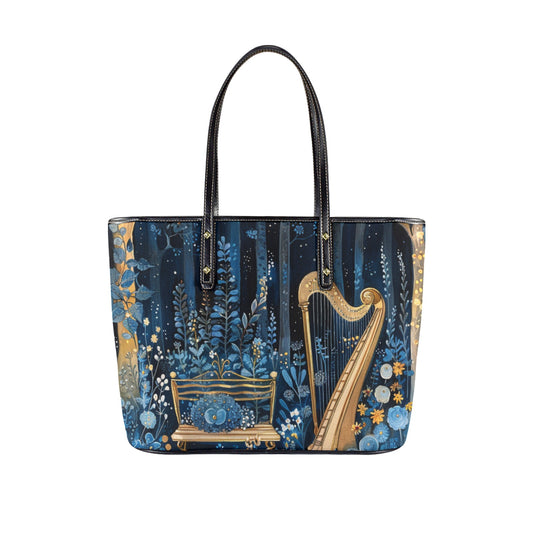 Leather grain Tote Bag Harp Design